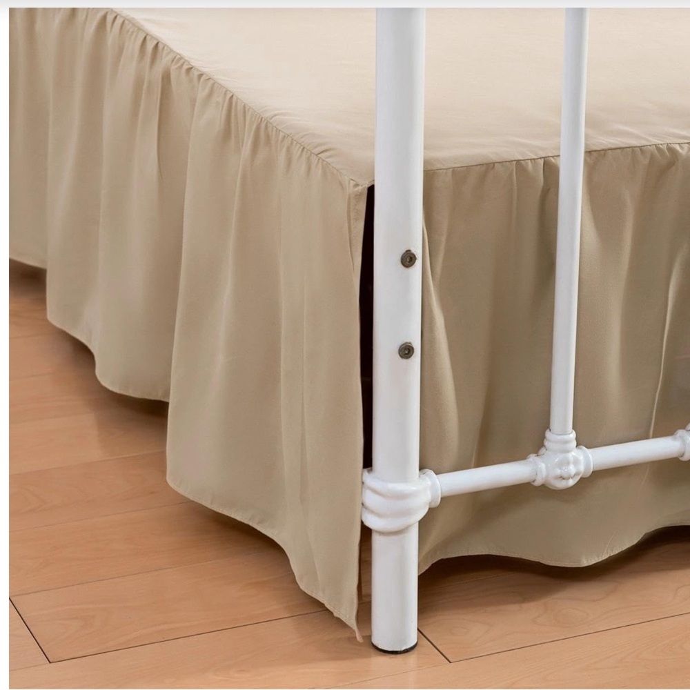 Wrinkle-Resistant Ruffle Bed Skirt-LIGHT CAMEL 16” KING